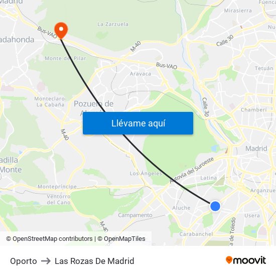 Oporto to Las Rozas De Madrid map