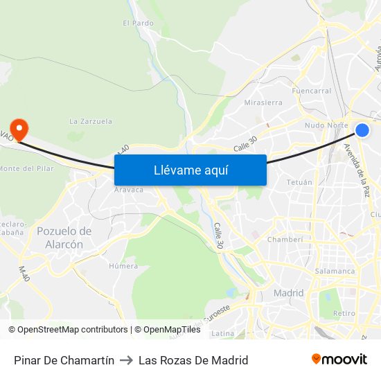 Pinar De Chamartín to Las Rozas De Madrid map