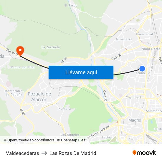 Valdeacederas to Las Rozas De Madrid map