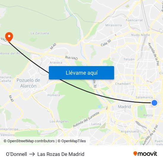 O'Donnell to Las Rozas De Madrid map