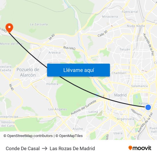 Conde De Casal to Las Rozas De Madrid map