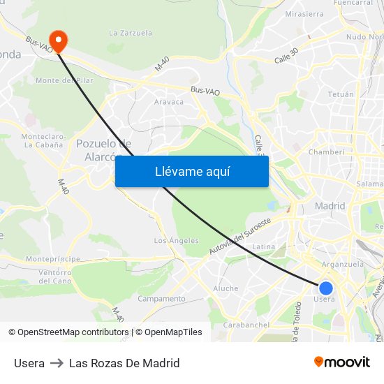 Usera to Las Rozas De Madrid map