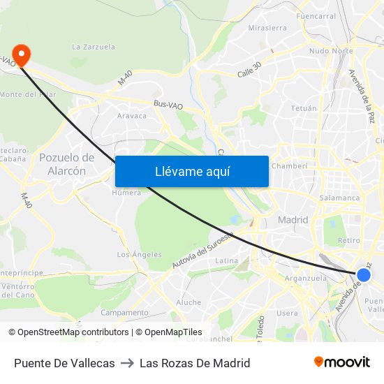 Puente De Vallecas to Las Rozas De Madrid map