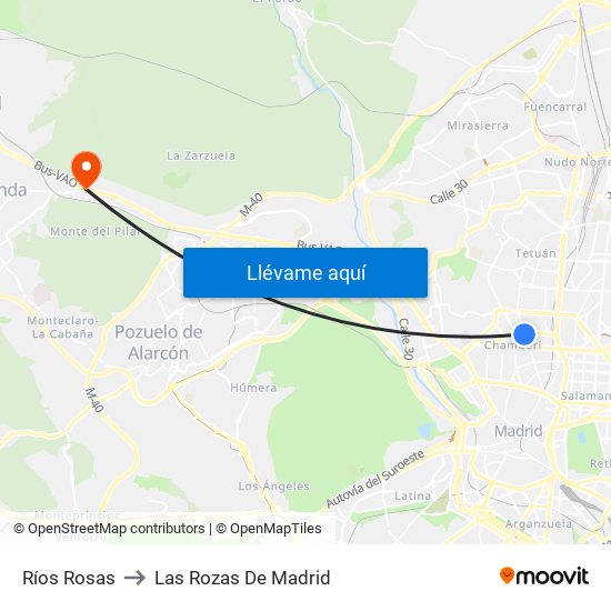 Ríos Rosas to Las Rozas De Madrid map