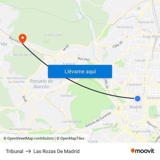 Tribunal to Las Rozas De Madrid map