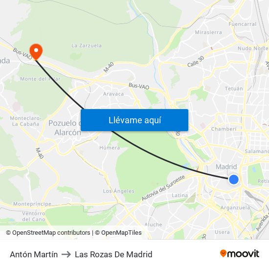 Antón Martín to Las Rozas De Madrid map