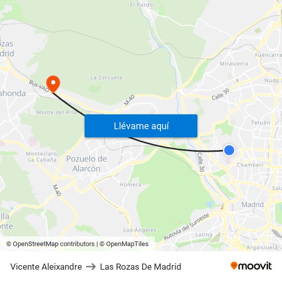 Vicente Aleixandre to Las Rozas De Madrid map