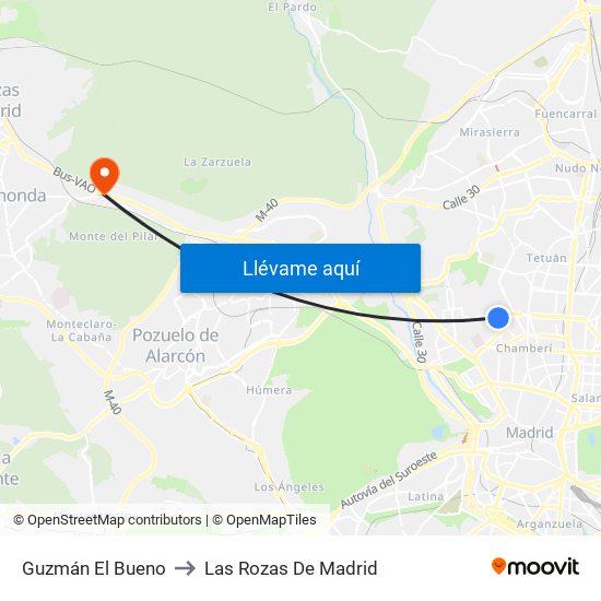 Guzmán El Bueno to Las Rozas De Madrid map