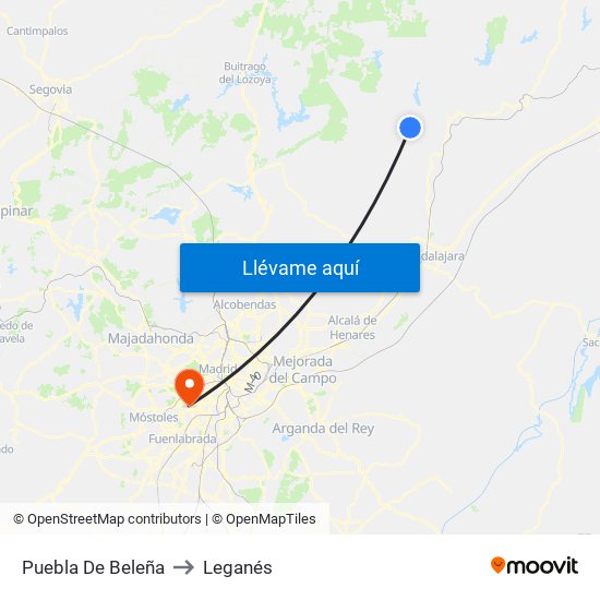 Puebla De Beleña to Leganés map