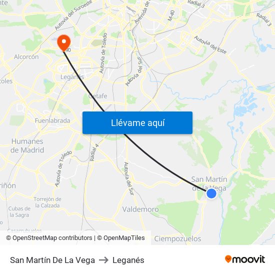 San Martín De La Vega to Leganés map