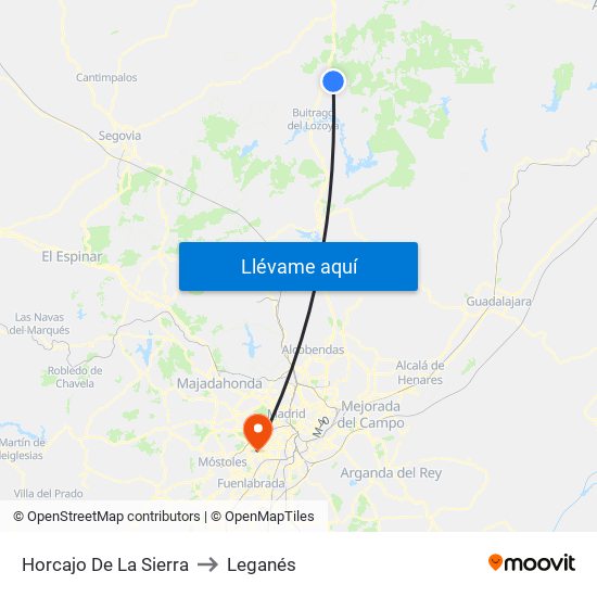 Horcajo De La Sierra to Leganés map