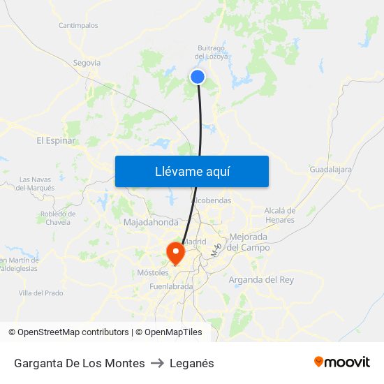 Garganta De Los Montes to Leganés map