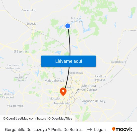 Gargantilla Del Lozoya Y Pinilla De Buitrago to Leganés map