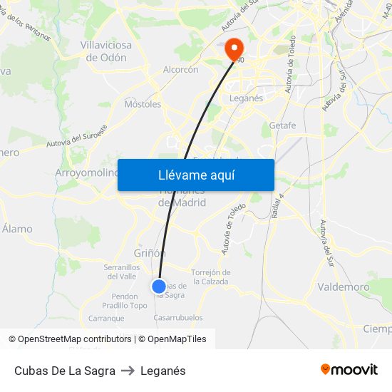 Cubas De La Sagra to Leganés map