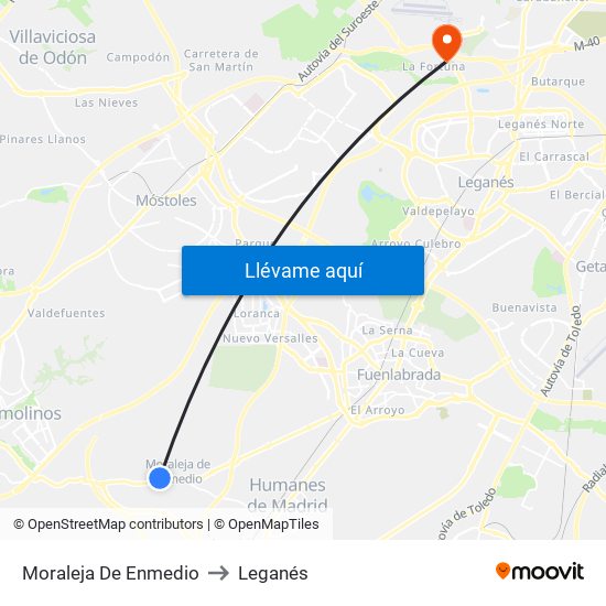 Moraleja De Enmedio to Leganés map