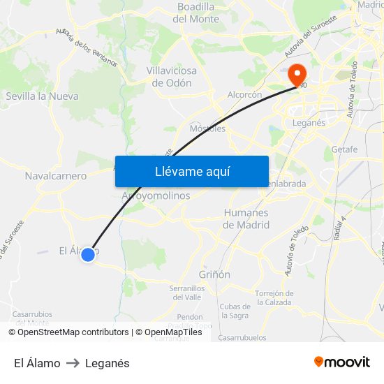 El Álamo to Leganés map