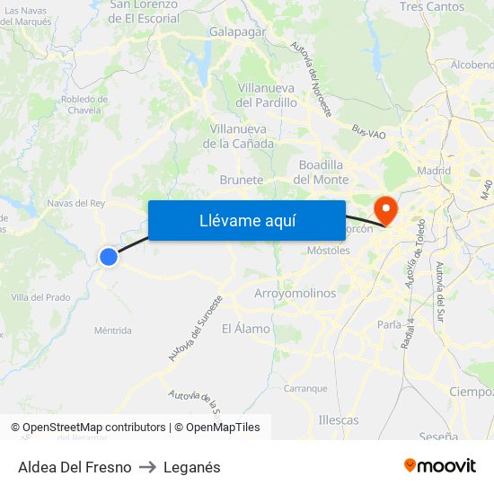 Aldea Del Fresno to Leganés map
