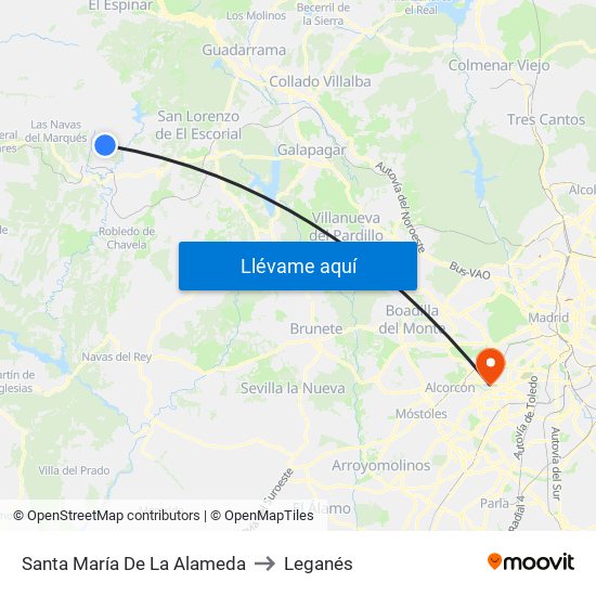 Santa María De La Alameda to Leganés map