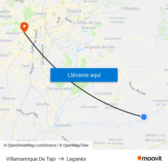 Villamanrique De Tajo to Leganés map