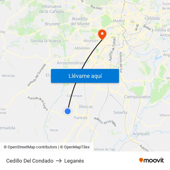 Cedillo Del Condado to Leganés map
