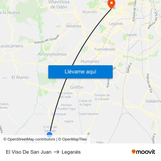 El Viso De San Juan to Leganés map