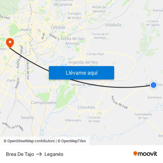 Brea De Tajo to Leganés map