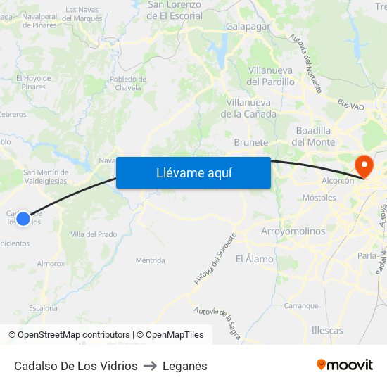 Cadalso De Los Vidrios to Leganés map