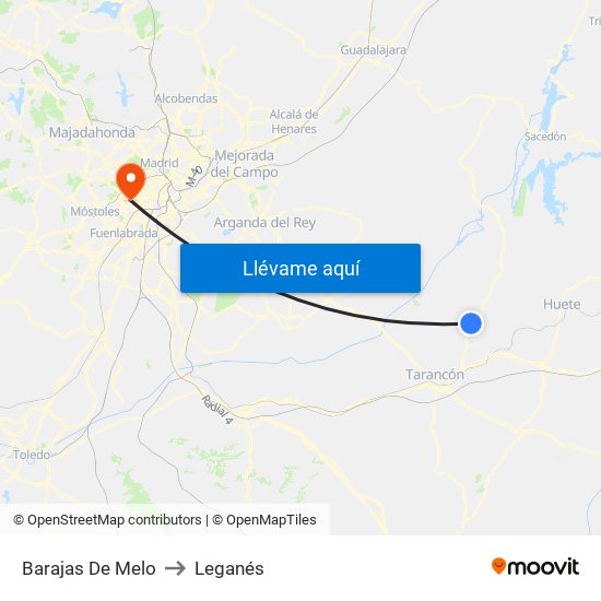 Barajas De Melo to Leganés map