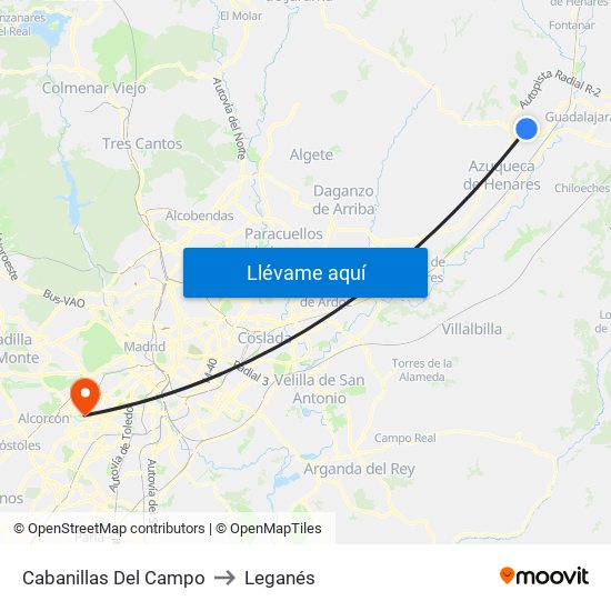 Cabanillas Del Campo to Leganés map