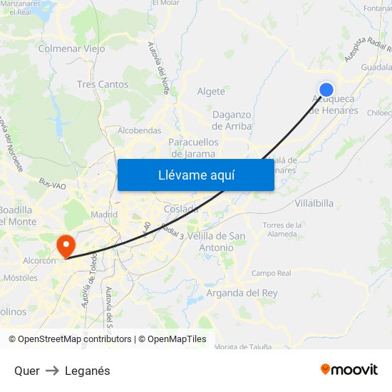 Quer to Leganés map