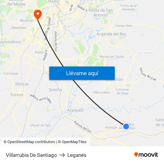 Villarrubia De Santiago to Leganés map