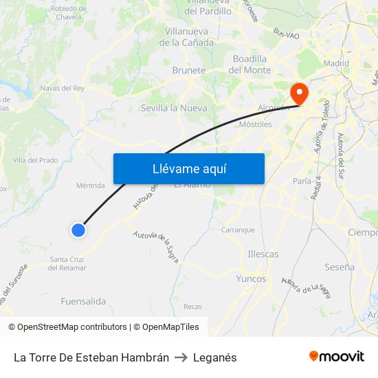 La Torre De Esteban Hambrán to Leganés map