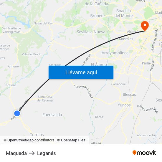 Maqueda to Leganés map