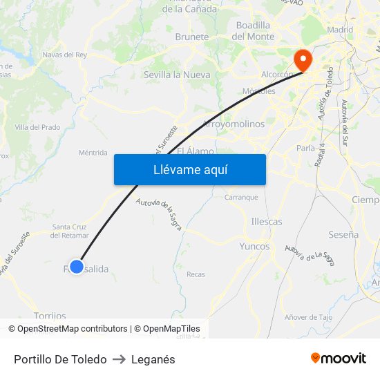 Portillo De Toledo to Leganés map