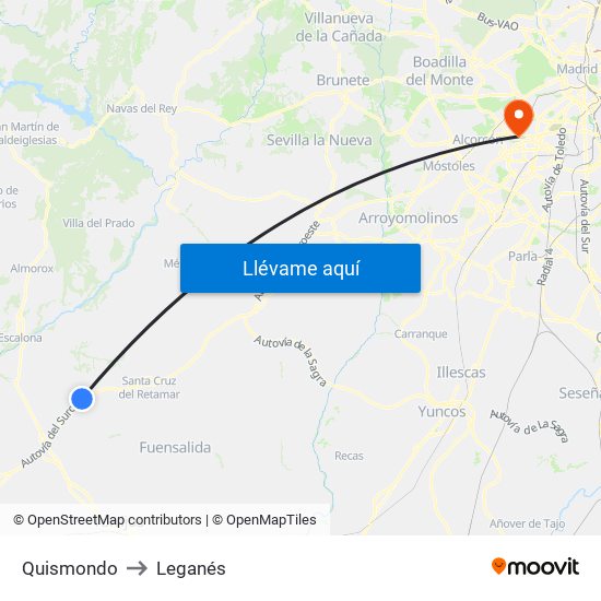 Quismondo to Leganés map