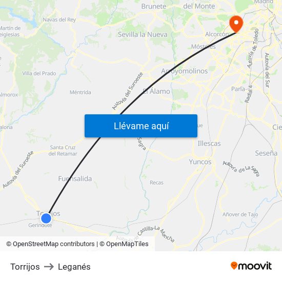 Torrijos to Leganés map