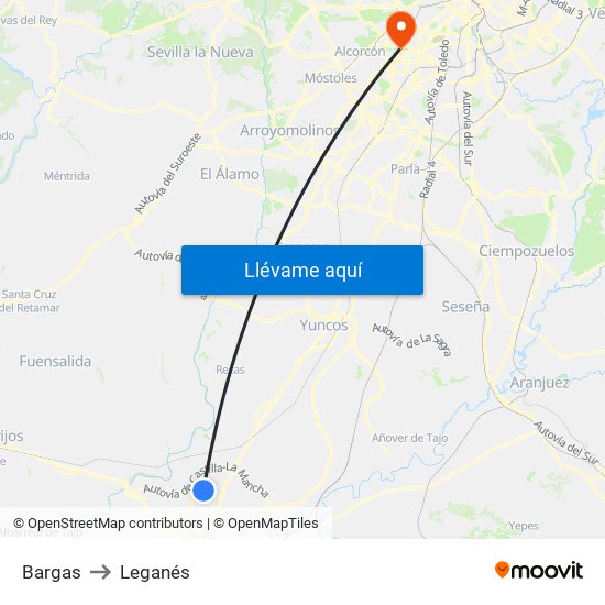 Bargas to Leganés map