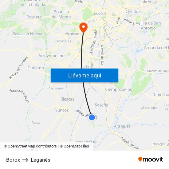 Borox to Leganés map