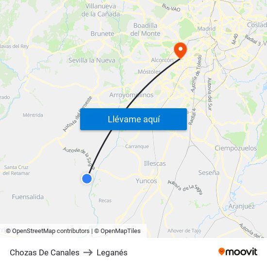 Chozas De Canales to Leganés map
