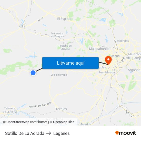 Sotillo De La Adrada to Leganés map