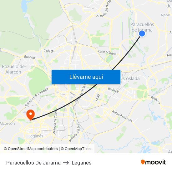 Paracuellos De Jarama to Leganés map