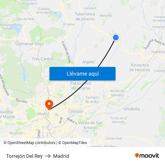 Torrejón Del Rey to Madrid map