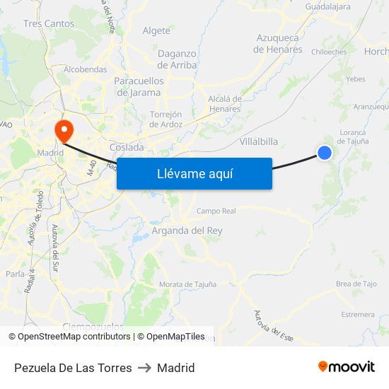 Pezuela De Las Torres to Madrid map