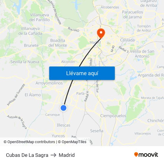 Cubas De La Sagra to Madrid map