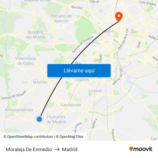 Moraleja De Enmedio to Madrid map