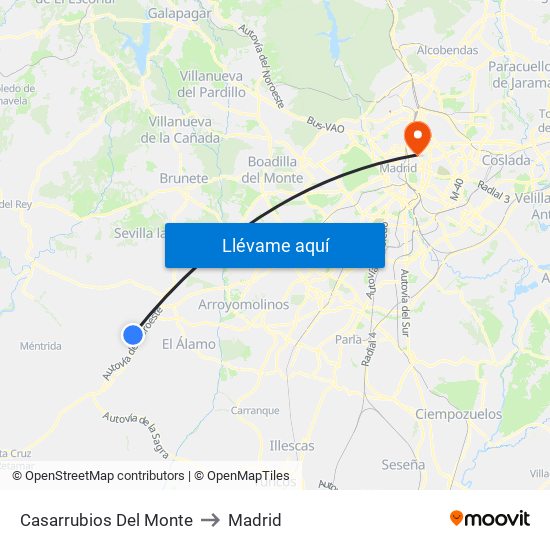 Casarrubios Del Monte to Madrid map