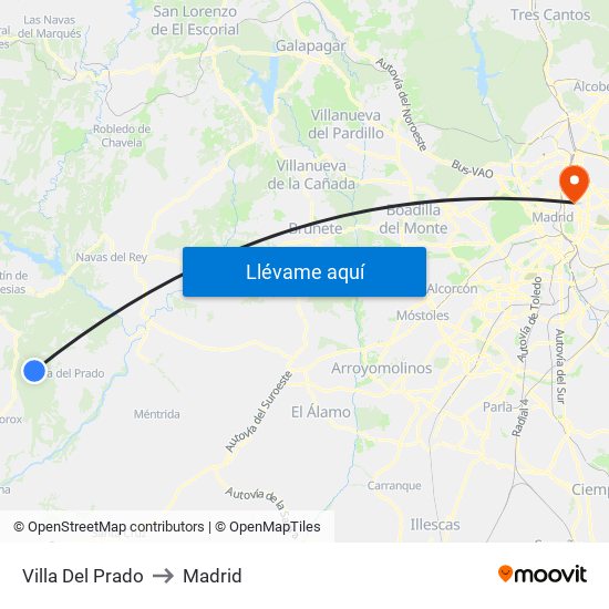 Villa Del Prado to Madrid map