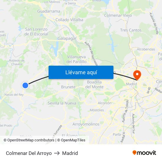 Colmenar Del Arroyo to Madrid map