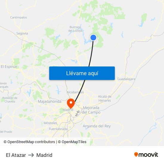 El Atazar to Madrid map