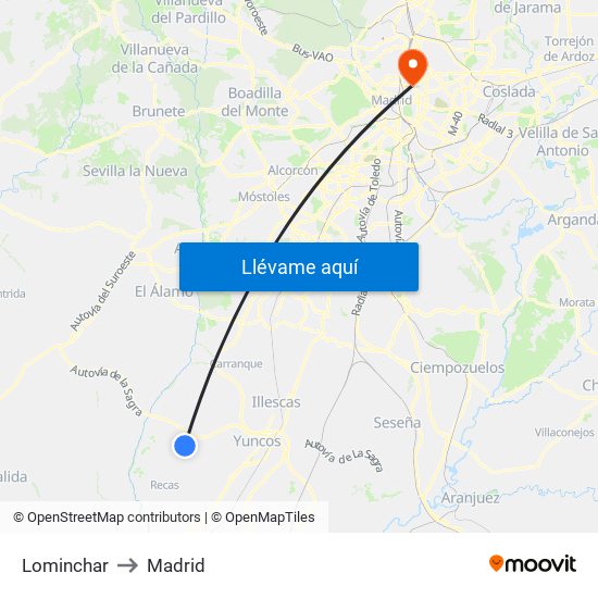 Lominchar to Madrid map